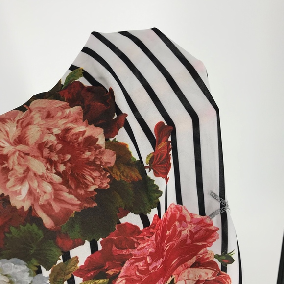 Grey Floral Sheer Front Sweatshirt - Picture 6 of 6